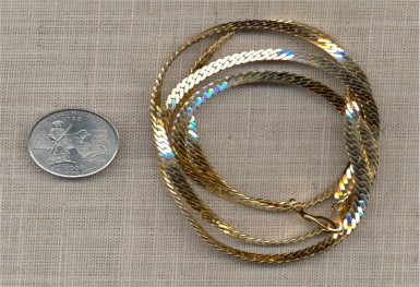 1 VINTAGE GOLD HERRINGBONE 30" NECKLACE - Click Image to Close