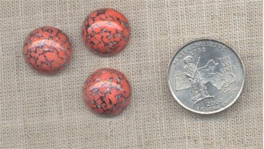 12 VINTAGE CORAL MATRIX 15mm RD GLASS DOME CABOCHONS - Click Image to Close