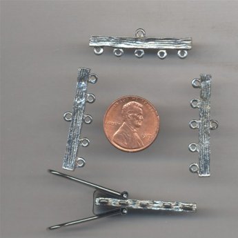 11 VINTAGE SILVER CARVED WOOD 33X6mm 5 TO 1 CONNECTORS
