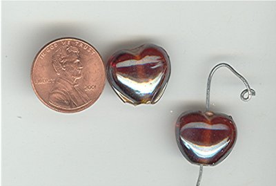 36 VINTAGE GLASS 18x15x9mm TOPAZ AB HEART BEADS