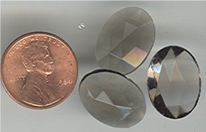 24 VINTAGE JET DIAMOND 18X13mm FACETED GLASS CABOCHONS