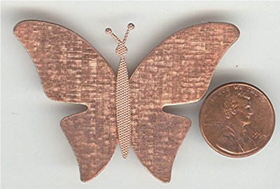 (image for) 3 VINTAGE COPPER 56X41mm STAMPED BUTTERFLY FINDINGS