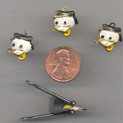 12 VINTAGE GOLD CARTOON DUCK 15X13mm CHARMS