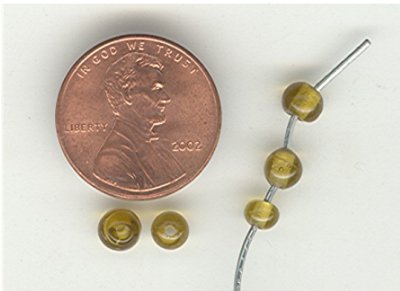 200 VINTAGE GLASS 5mm. CITRINE ROUND BEADS