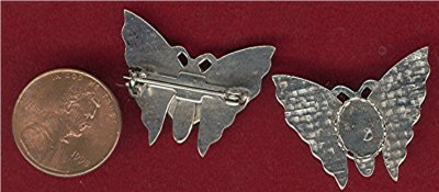 6 VINTAGE SILVER BUTTERFLY 10X8mm OVAL PIN BACK SETTINGS