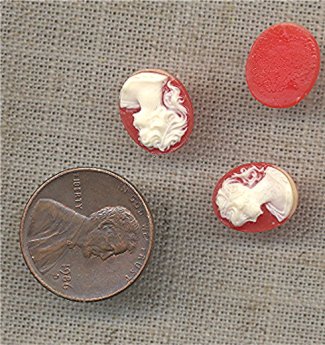 (image for) 8 VINTAGE VICTORIAN LADYHEAD CORNELIAN 12x10mm CAMEOS