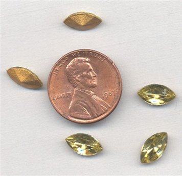 (image for) 50 VINTAGE GLASS JONQUIL 10X5MM NAVETTE GEM JEWELS