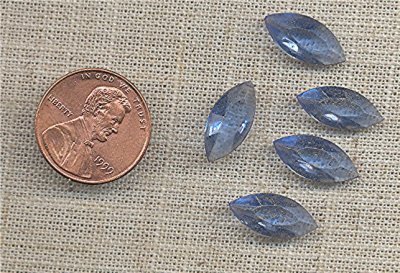 28 VINTAGE GLASS SAPPHIRE 15x7mm NAVETTE JEWELS