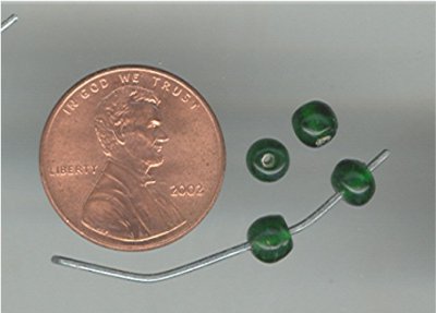 200 VINTAGE GLASS 5mm. EMERALD ROUND BEADS