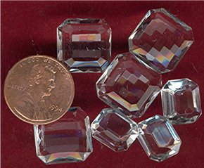 12 VINTAGE CRYSTAL 15mm. OCTAGON SQUARE UNFOILED GLASS JEWELS