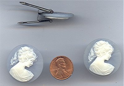 6 VINTAGE WEDGEWOOD BLUE LADYHEAD 30mm CAMEOS