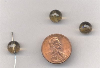 12 VINTAGE GENUINE SMOKEY QUARTZ 8mm ROUND DISCO BEADS