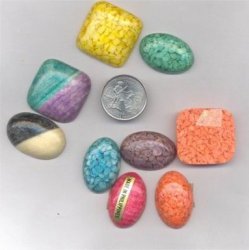 12 VINTAGE ASSORTED COLOR & SHAPE SOAP STONE CABOCHONS