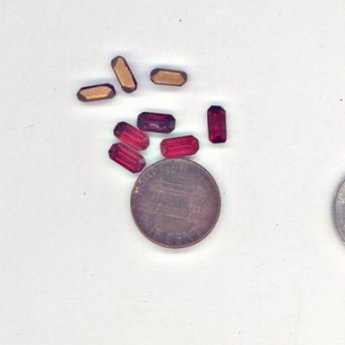 36 VINTAGE SIAM RUBY GLASS 8x4mm OCTAGON GEM JEWELS
