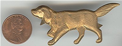 3 VINTAGE BRASS GOLDEN RETRIEVER CLIP 56mm FINDINGS