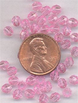 100 VINTAGE PINK FACETED ROUND 4mm. BEADS