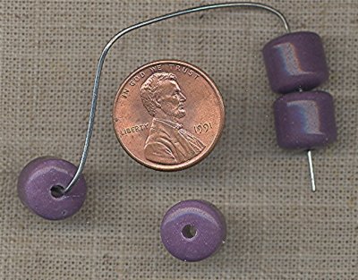 50 VINTAGE GLASS 10mm. PURPLE BARELL BEADS