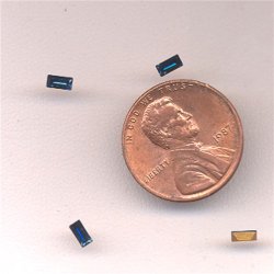 100 VINTAGE AUSTRIAN MONTANA SAPPHIRE GLASS 4x2mm. BAGUETTE GEMS