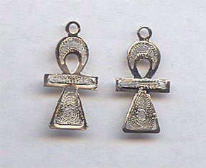 10 VINTAGE SILVER 24X12mm ANHK FILIGREE CHARMS