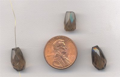 12 VINTAGE GENUINE SMOKEY QUARTZ 14X8mm TEAR BEADS