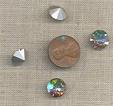 (image for) 6 VINTAGE GLASS CRYSTAL AB 11mm RHINESTONES