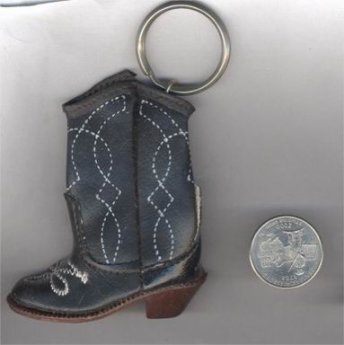 1 VINTAGE JET PLEATHER SEWN COWBOY BOOT KEYCHAIN