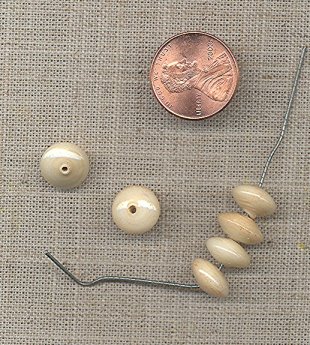 90 VINTAGE GLASS 10mm. BONE AB SAUCER BEADS