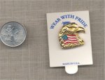 1 GOLD 24X23mm EAGLE HEAD W/ AMERICAN FLAG INBED PIN