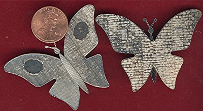 3 VINTAGE SILVER BUTTERFLY - 2 OVAL 10X8mm SETTINGS