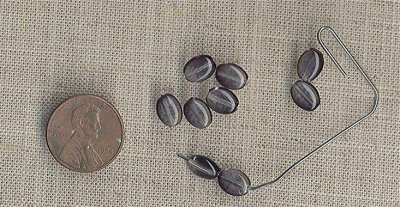 50 VINTAGE GLASS BLACK DIAMOND 8x6mm. OVAL BEADS