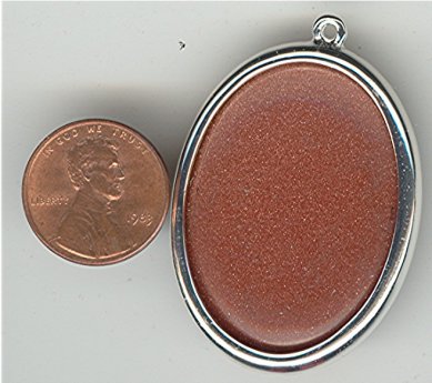 1 VINTAGE SILVER GENUINE GOLD STONE 40X30mm OVAL PENDANT