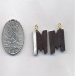 12 VINTAGE WOOD GENUINE LETTER M INLAY MOTHER OF PEARL CHARMS