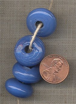 24 VINTAGE GLASS 20mm. SAPPHIRE DONUT BEADS