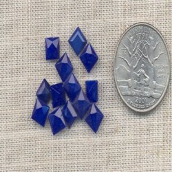 50 VINTAGE LAPIS 6mm SQUARE GLASS BACK GEM JEWELS