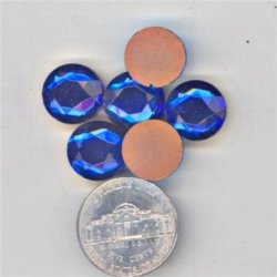 12 VINTAGE FACETED SAPPHIRE GLASS 13mm. CABOCHONS