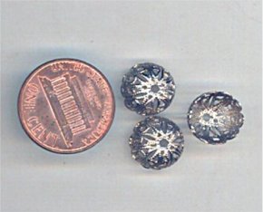 50 VINTAGE SILVER PLATED FILIGREE VICTORIAN RIDGED BEAD CAPS