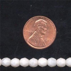 70 VINTAGE GLASS CHALK WHITE FACETED ROUND 5MM BEADS