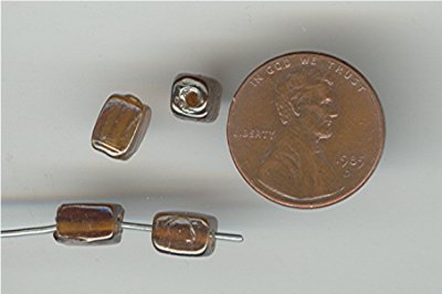 200 VINTAGE GLASS BRONZE AB RECTANGLE 8mm. BEADS