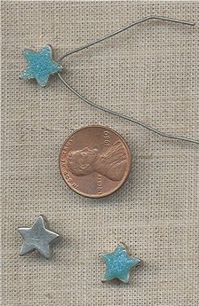 12 VINTAGE SILVER TEAL PURPLE GLITTER 12mm STAR BEADS