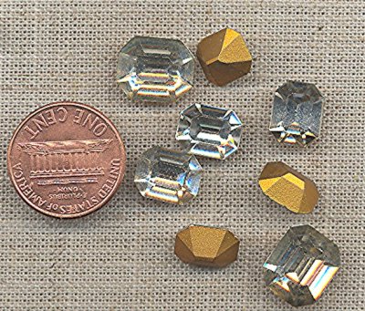24 GLASS ASSORTED CRYSTAL 9-12mm OCTAGON GEM JEWELS