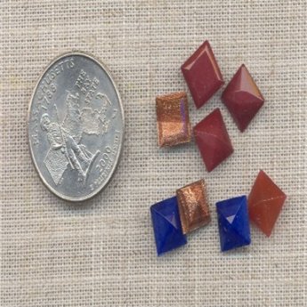24 VINTAGE ASST 8mm SQUARE GLASS GEMS