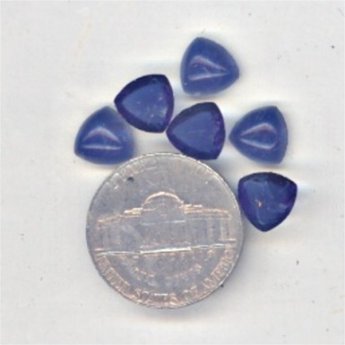 36 VINTAGE LAPIS MARBLE GLASS TRI 8mm CABOCHONS