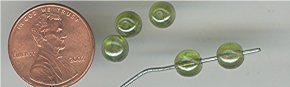 36 VINTAGE LUMI GREEN 6mm ROUND SMOOTH GLASS BEADS