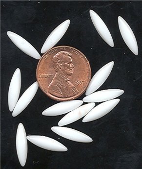 (image for) 50 VINTAGE CHALK WHITE GLASS 15X4MM NAVETTE GEM JEWELS