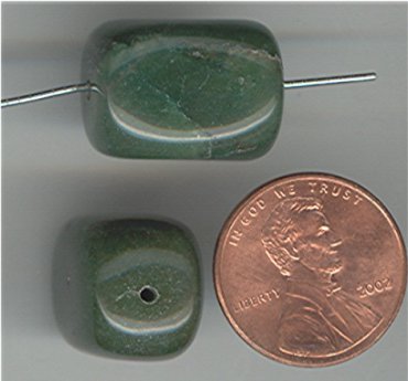 5 VINTAGE GENUINE JADE 19X13mm NUGGET BEADS