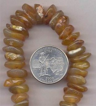 24 VINTAGE GENUINE YELLOW AGATE 13mm. NUGGET BEADS