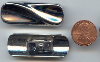 6 VINTAGE SILVER RECTANGLE 47mm SWIRL EFFECT CLIP FINDINGS
