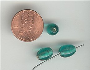 72 VINTAGE GLASS 8mm. BLUE ZIRCON OVAL BEADS