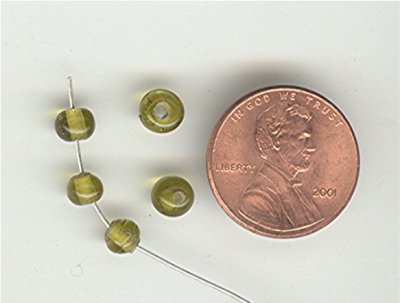200pcs VINTAGE GLASS 5mm. OLIVINE ROUND SMOOTH BEADS