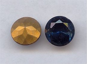 15 VINTAGE MONT SAPPHIRE 14mm RD GLASS RHINESTONES